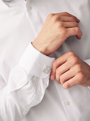 White Regular Fit Double Cuff Easy Care Oxford Shirt - Image 5 of 7