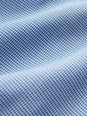 Navy Blue Regular Fit Textured Trimmed Single Cuff Shirt - Image 6 of 6