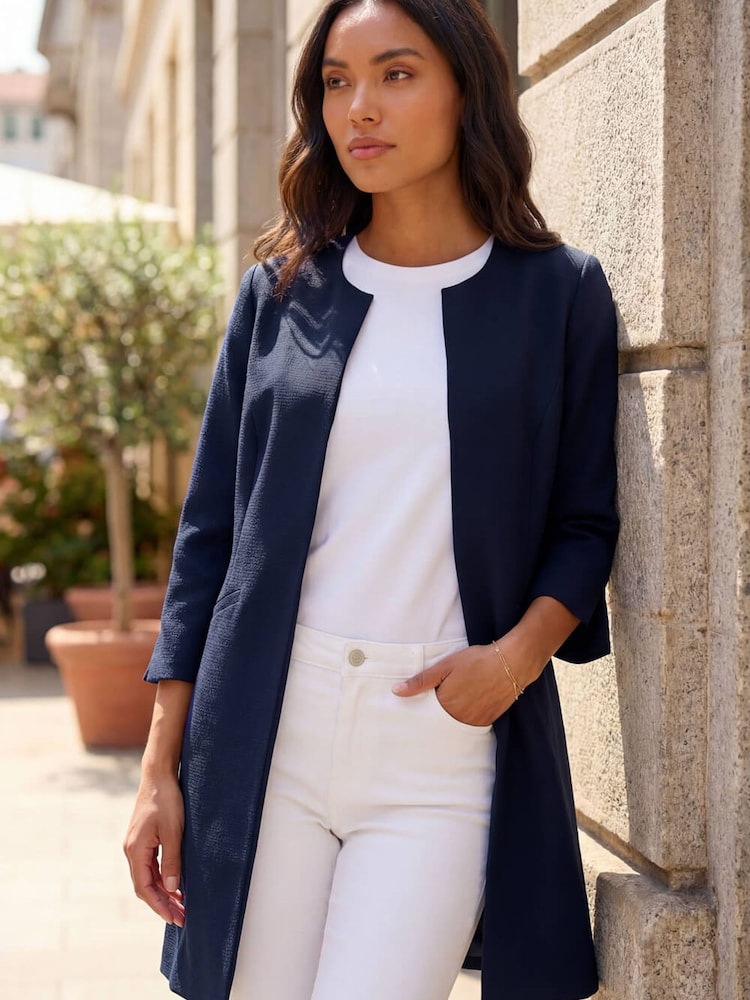 Roman Blue Smart Longline Textured Jacket - Image 2 of 4