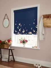 Cath Kidston Navy Spitalfields Border Made To Measure Roman 100% Cotton Blinds - Image 2 of 6