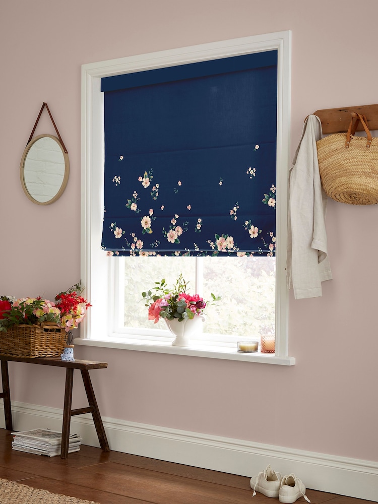 Cath Kidston Navy Spitalfields Border Made To Measure Roman 100% Cotton Blinds - Image 2 of 6
