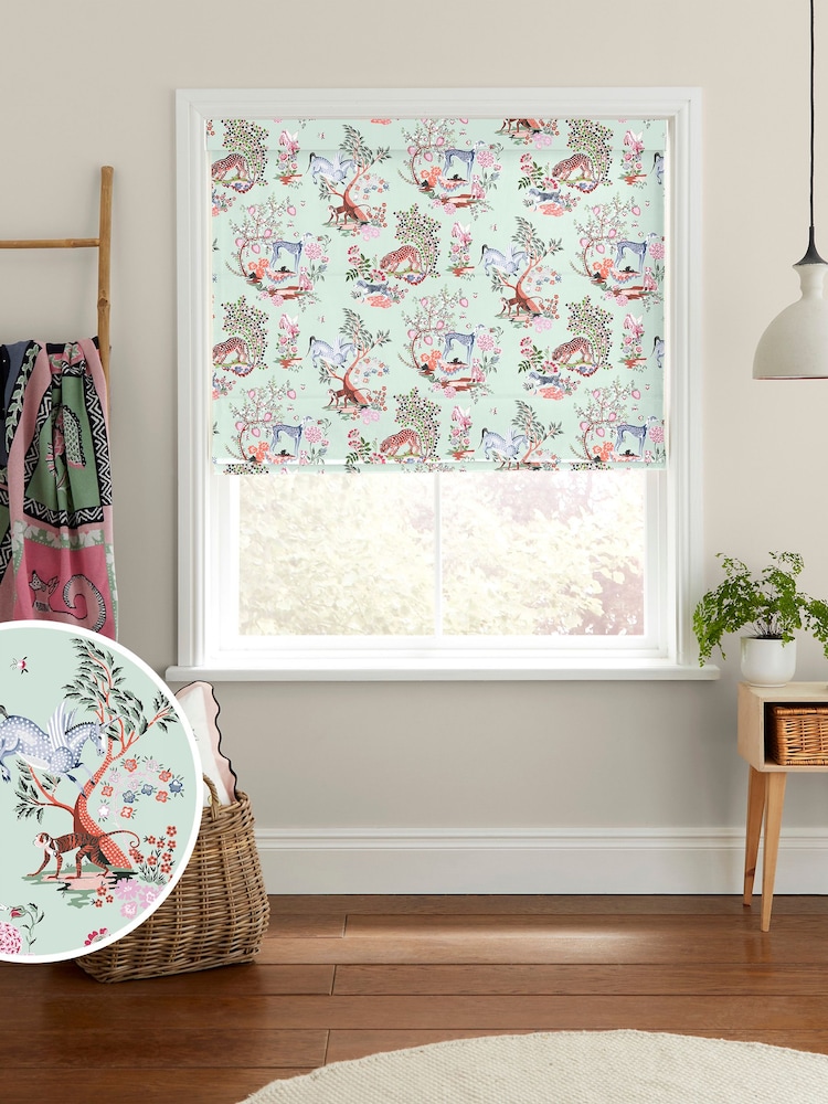 Cath Kidston Mint Magical Kingdom Made to Measure Roman 100% Cotton Blinds - Image 1 of 6