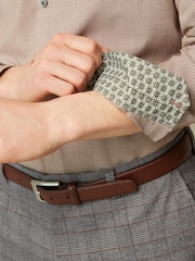 Neutral Brown Slim Fit Textured Trimmed Single Cuff Shirt - Image 6 of 9