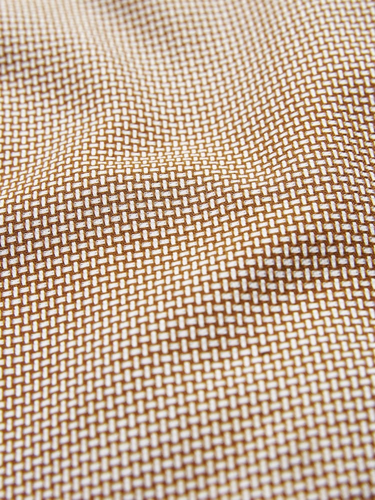 Neutral Brown Slim Fit Textured Trimmed Single Cuff Shirt - Image 9 of 9