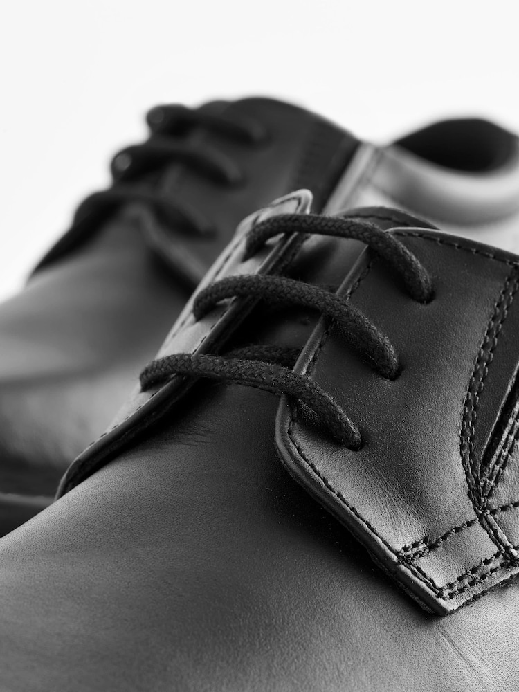 Black Wide Fit (G) School Leather Lace-Up Shoes - Image 5 of 6
