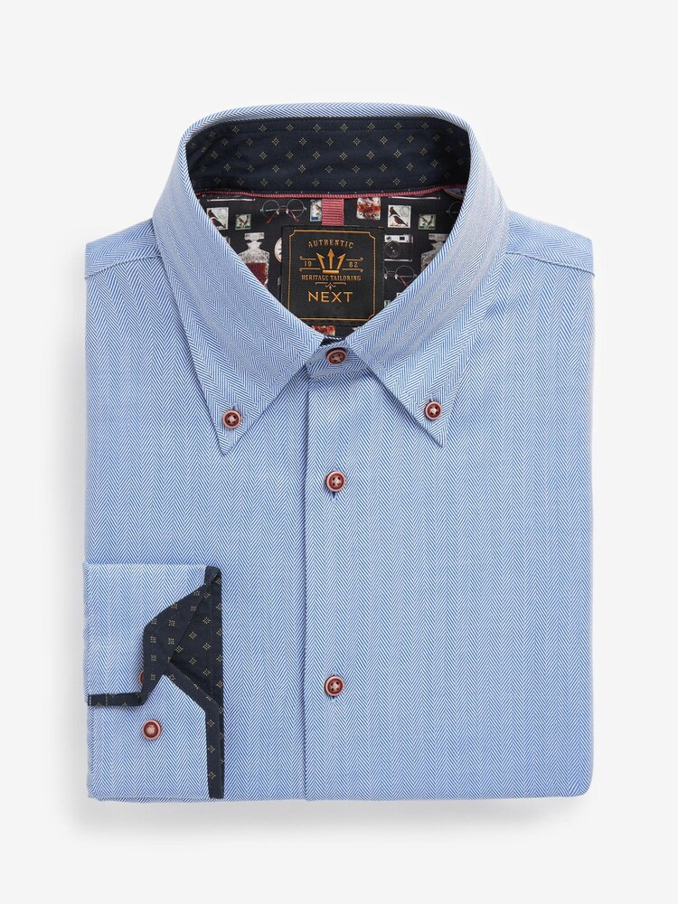 Bouton blanc bleu - Ajustement régulier - Chemise formelle Heritage - Image 6 of 8