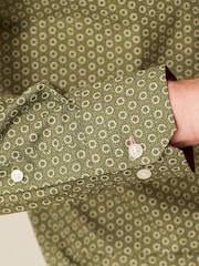 Green Geometric Easy Care Printed Trimmed Shirt - Image 6 of 8