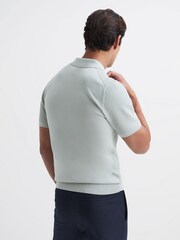 Reiss Soft Sage Bennie Press Stud Textured Polo Shirt - Image 5 of 5