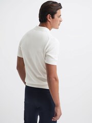 Reiss White Bennie Press Stud Textured Polo Shirt - Image 5 of 5