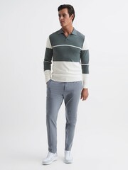 Reiss Dark Sage/White Tokyo Slim Fit Colourblock Open Collar Shirt - Image 3 of 7