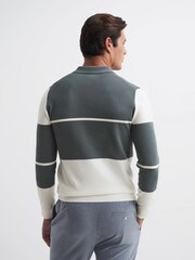 Reiss Dark Sage/White Tokyo Slim Fit Colourblock Open Collar Shirt - Image 5 of 7