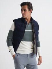 Reiss Dark Sage/White Tokyo Slim Fit Colourblock Open Collar Shirt - Image 7 of 7