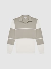 Reiss Soft Grey/White Tokyo Slim Fit Colourblock Open Collar Shirt - Image 2 of 6