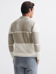 Reiss Soft Grey/White Tokyo Slim Fit Colourblock Open Collar Shirt - Image 5 of 6