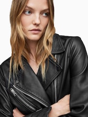 AllSaints Black Billie Stud Biker Jacket - Image 7 of 8