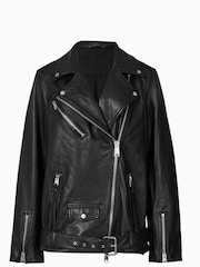 AllSaints Black Billie Stud Biker Jacket - Image 8 of 8