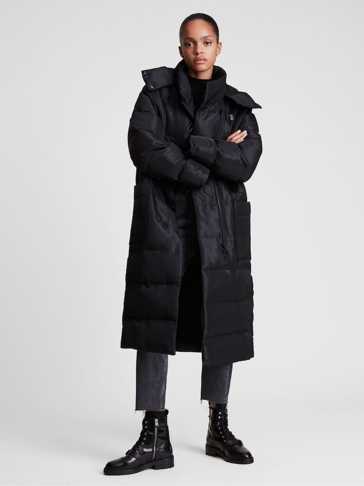 AllSaints Black Allana Puffer Coat - Image 2 of 9