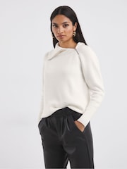 JD Williams Cream Zip Neck Jumper - Image 1 of 4