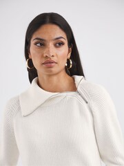 JD Williams Cream Zip Neck Jumper - Image 4 of 4