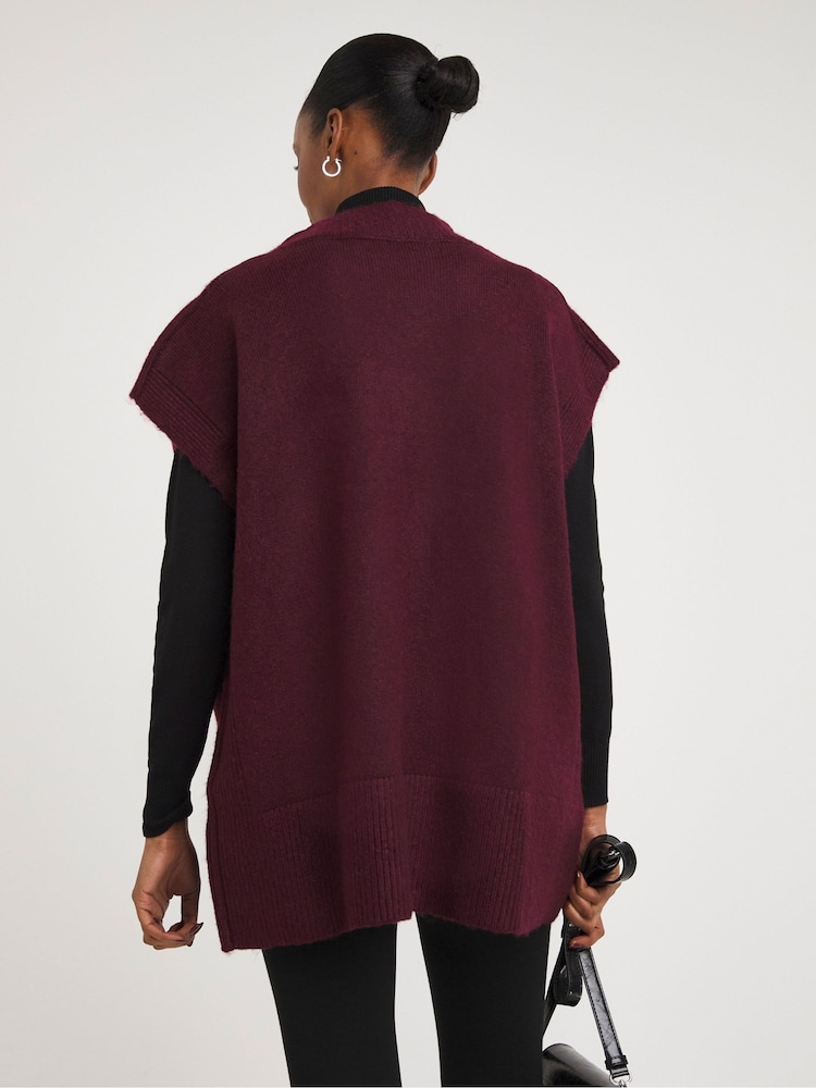 JD Williams Red Berry Zip Neck Poncho - Image 2 of 4