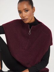 JD Williams Red Berry Zip Neck Poncho - Image 4 of 4