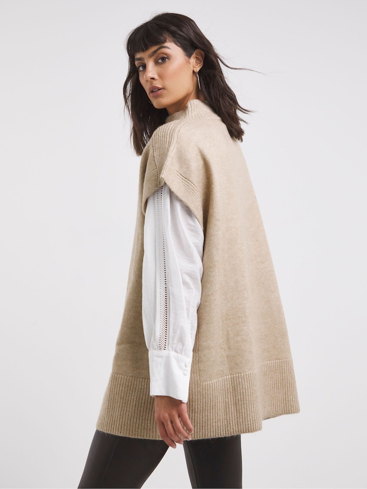 JD Williams Oatmeal Zip Neck Poncho - Image 2 of 4 JD Williams Oatmeal Zip Neck Poncho - Image 2 of 4