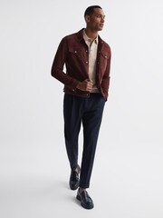 Reiss Oatmeal Melange Wilton Slim Fit Knitted Polo Shirt - Image 6 of 6