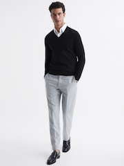 Reiss Black Earl Merino Wool V-Neck Jumper - Image 3 of 6