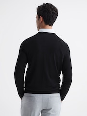 Reiss Black Earl Merino Wool V-Neck Jumper - Image 5 of 6