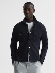 Reiss Navy Cofax Cotton Twin Pocket Overshirt - Image 1 of 6