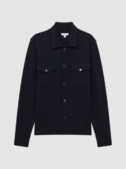 Reiss Navy Cofax Cotton Twin Pocket Overshirt - Image 2 of 6