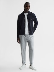 Reiss Navy Cofax Cotton Twin Pocket Overshirt - Image 3 of 6