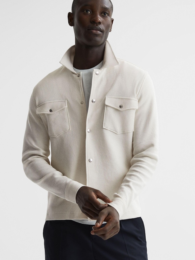 Reiss Ivory Cofax Cotton Twin Pocket Overshirt - Image 1 of 7