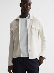 Reiss Ivory Cofax Cotton Twin Pocket Overshirt - Image 6 of 7