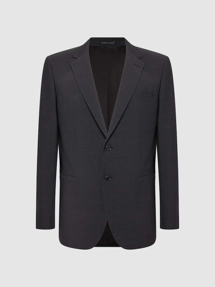 Reiss Charcoal Hope Modern Fit Travel Blazer - Image 2 of 8 Reiss Charcoal Hope Modern Fit Travel Blazer - Image 2 of 8