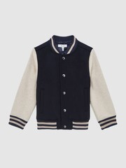 Reiss Navy Kansas Varsity Bomber Jacket - Image 2 of 7
