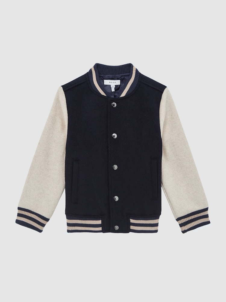 Reiss Navy Kansas Varsity Bomber Jacket - Image 2 of 7