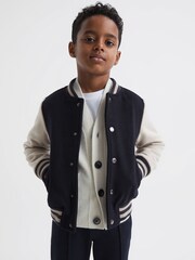 Reiss Navy Kansas Varsity Bomber Jacket - Image 3 of 7