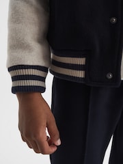 Reiss Navy Kansas Varsity Bomber Jacket - Image 4 of 7