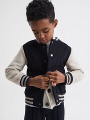 Reiss Navy Kansas Varsity Bomber Jacket - Image 6 of 7