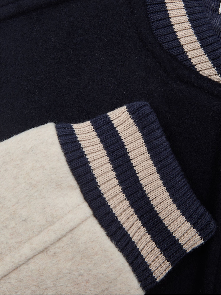 Reiss Navy Kansas Varsity Bomber Jacket - Image 7 of 7
