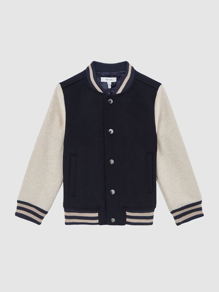 Reiss Navy Kansas Varsity Bomber Jacket - Image 2 of 7