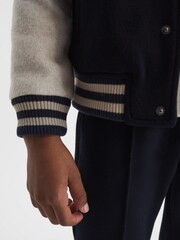 Reiss Navy Kansas Varsity Bomber Jacket - Image 4 of 7