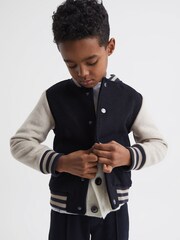 Reiss Navy Kansas Varsity Bomber Jacket - Image 6 of 7