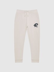 Reiss Cream Toby Garment Dyed Logo Joggers - Image 2 of 6