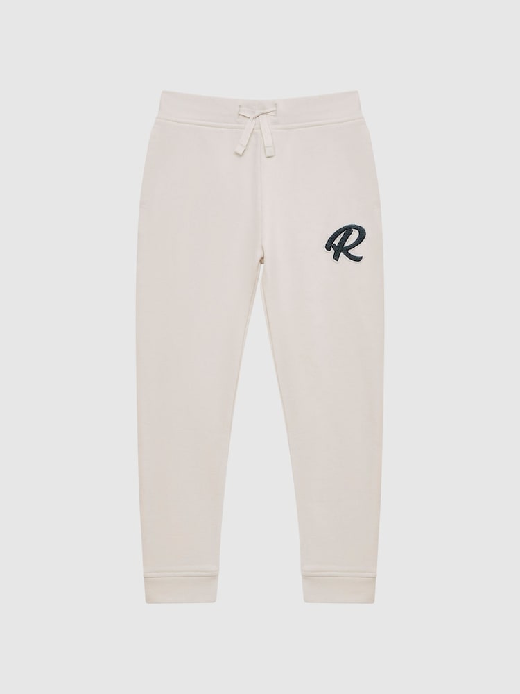 Reiss Cream Toby Garment Dyed Logo Joggers - Image 2 of 6