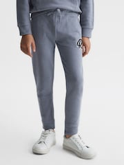 Reiss Ashley Blue Toby Junior Garment Dyed Logo Joggers - Image 1 of 6