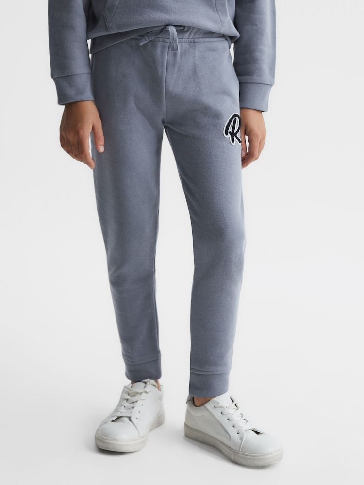 Reiss Ashley Blue Toby Junior Garment Dyed Logo Joggers - Image 1 of 6