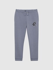 Reiss Ashley Blue Toby Junior Garment Dyed Logo Joggers - Image 2 of 6