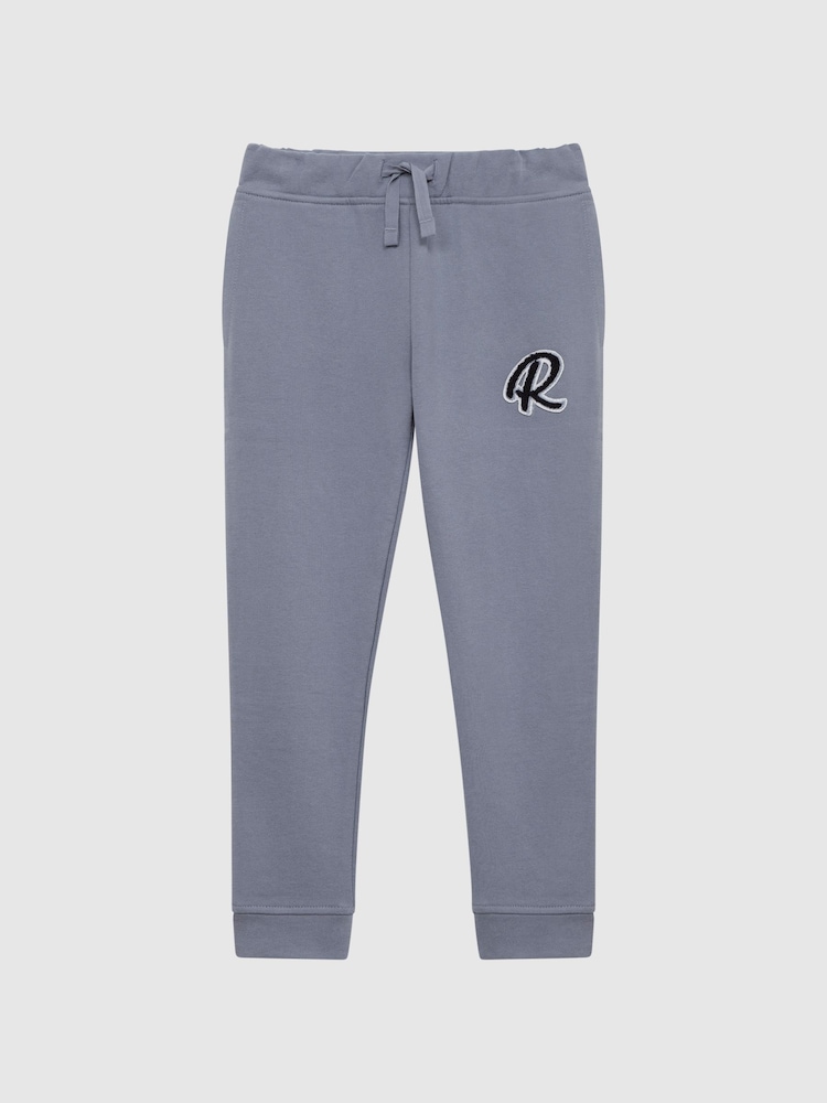 Reiss Ashley Blue Toby Junior Garment Dyed Logo Joggers - Image 2 of 6